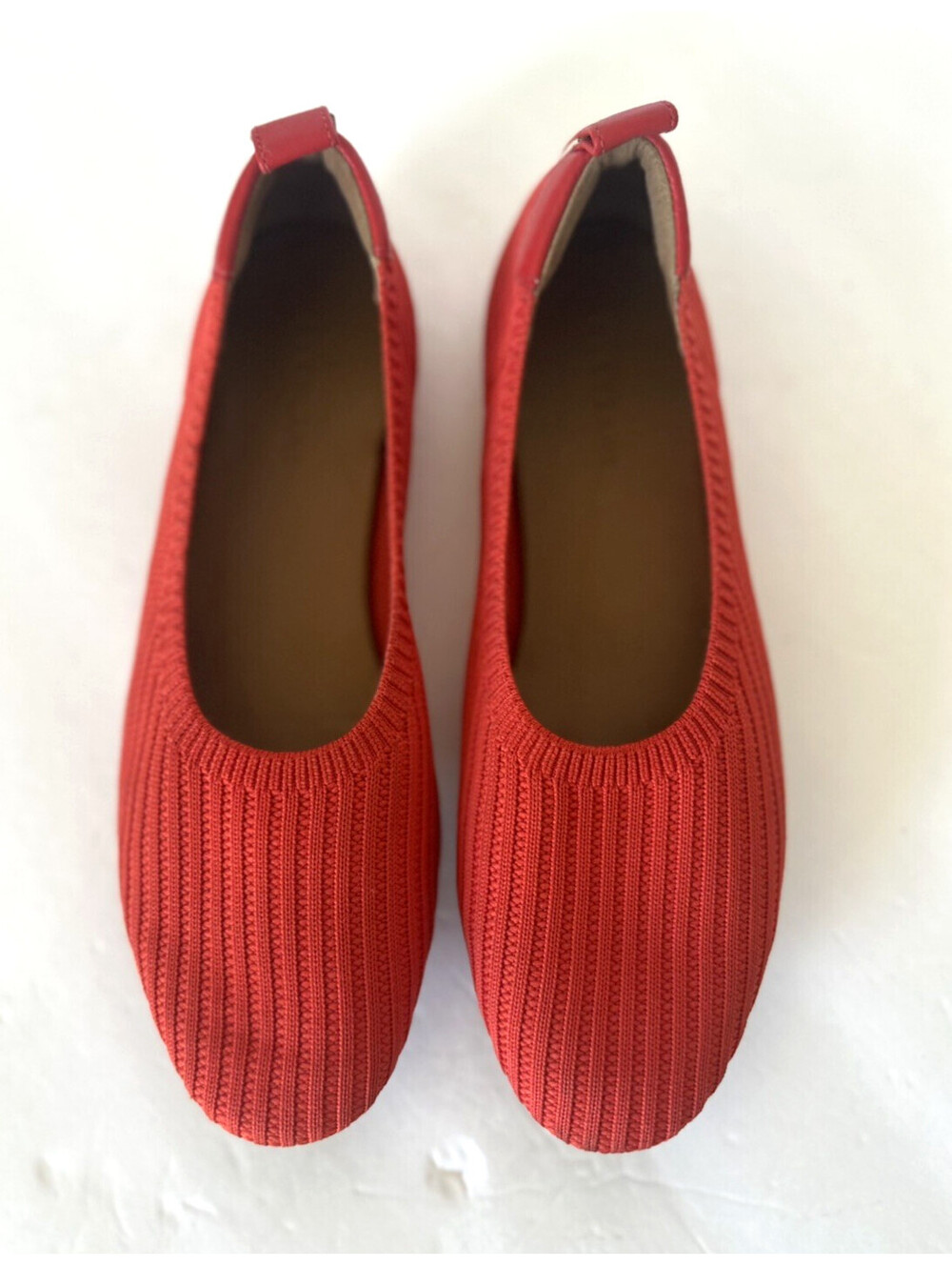 Everlane The Day Glove Re-Knit Flats Poppy Red Woven Ballet Stretch Women Sz 7.5